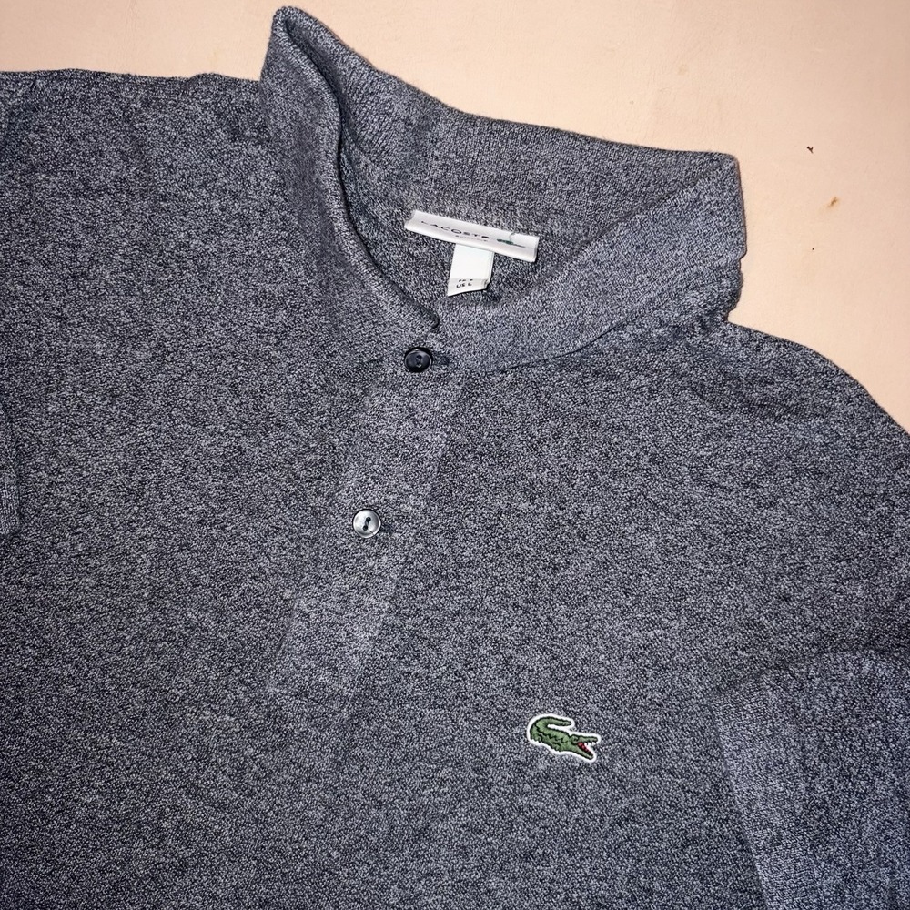 Lacoste Crocodile Polo Shirt FR 5 US Large Slim Gray Cotton Piqué Classic Y2K